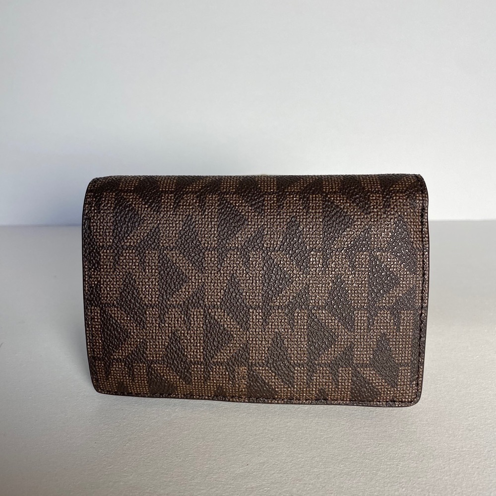 NEW Michael Kors Jet Set Medium Slim Bifold Wallet in Brown Signature Canvas - Picture 2 of 7